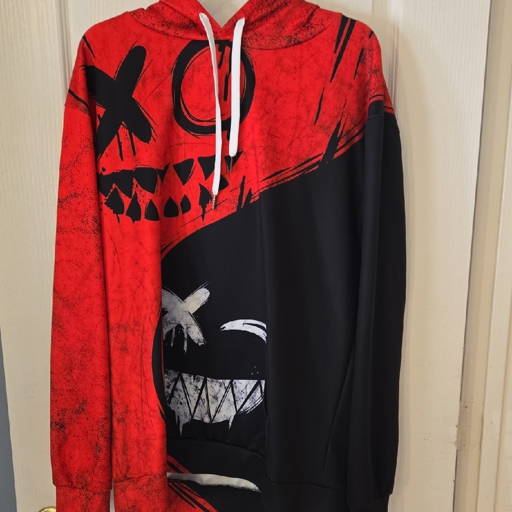 Red and Black Graphic Hoodie